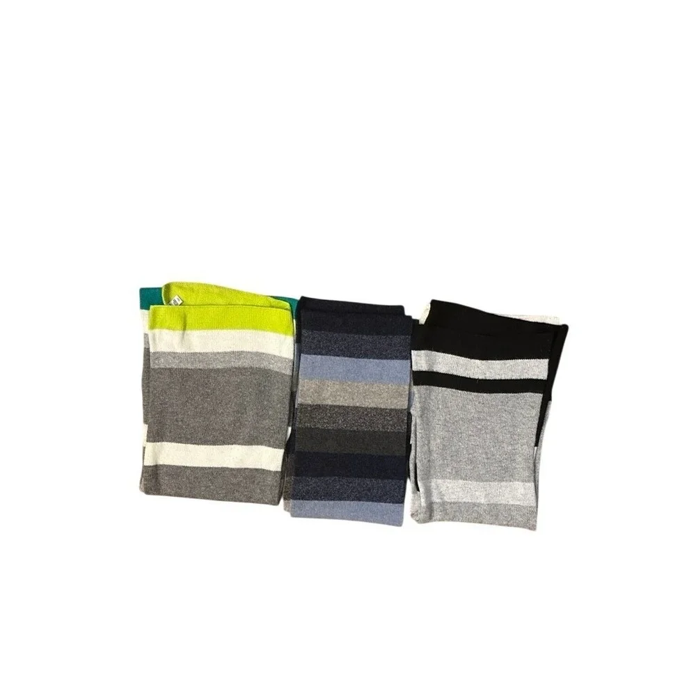 Old Navy Striped Knit Scarf‎ One Size Green Grey Black Blue Bundle of 3
